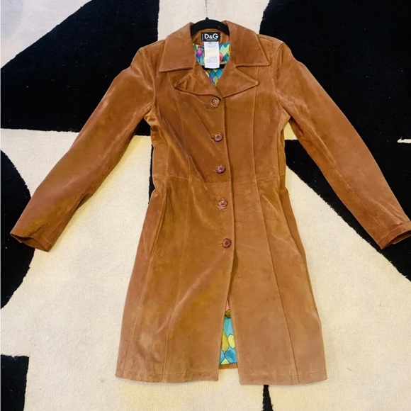 Dolce and Gabbana Brown Suede Trench Coat Size 40. - Picture 6 of 15